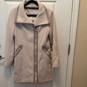 Calvin Klein Women's Beige Wool Blend Trench Coat, Size 6